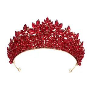 Exquisite Crown Baroque Pageant Bride Crown Headpiece Alloy Crystal Wedding Headband Hair Accessory