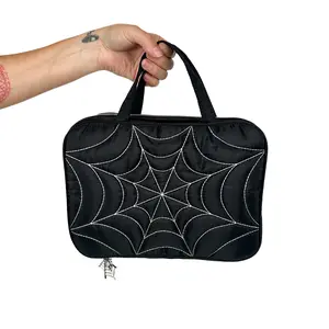Spiderweb Puff Toiletry Bags with Built in clear Organizer