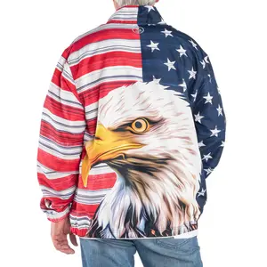 Unisex Patriotic Eagle Full Zip Windbreaker Jacket Menswear Stylish