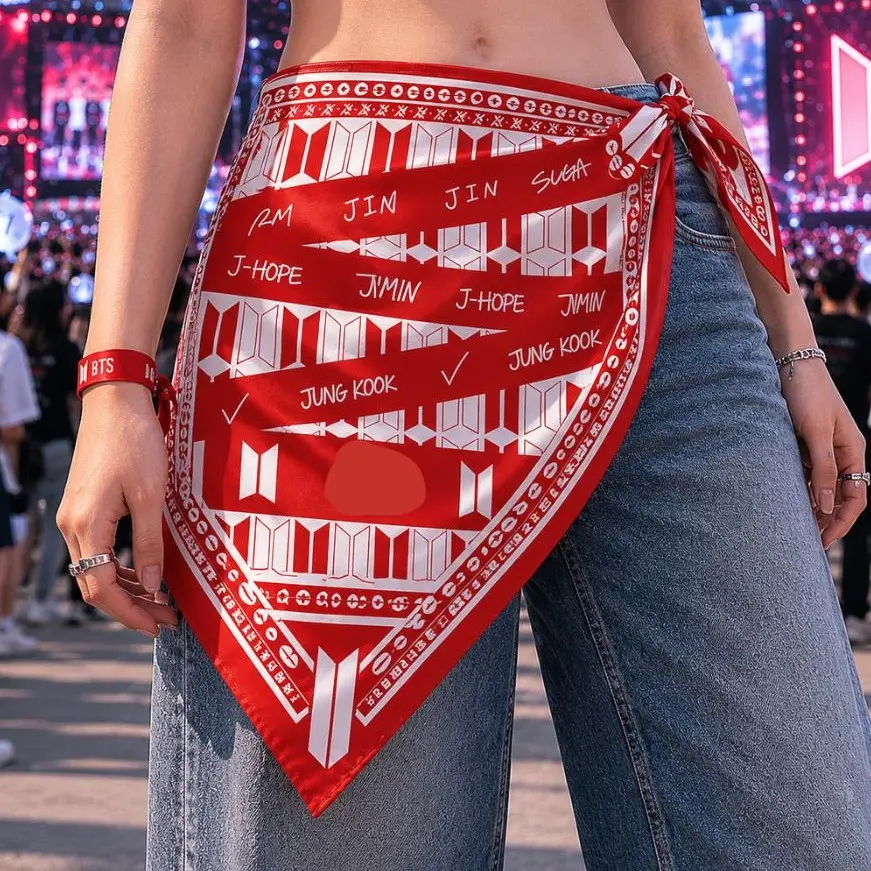 Arirang Tour Cotton Bandana Accessory, Kpop Fan Merch Accessory, Bandana Accessory, Gift For Her