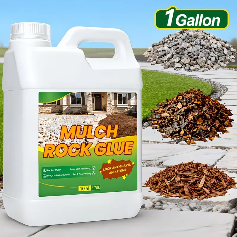 1 Gal Mulch Rock Glue with Super-Link Technology Adhesive - Gravel Bonding for Stone Surfaces - Locks Any Gravel and Stone - Long-Lasting, Durable - Pet & Plant Friendly