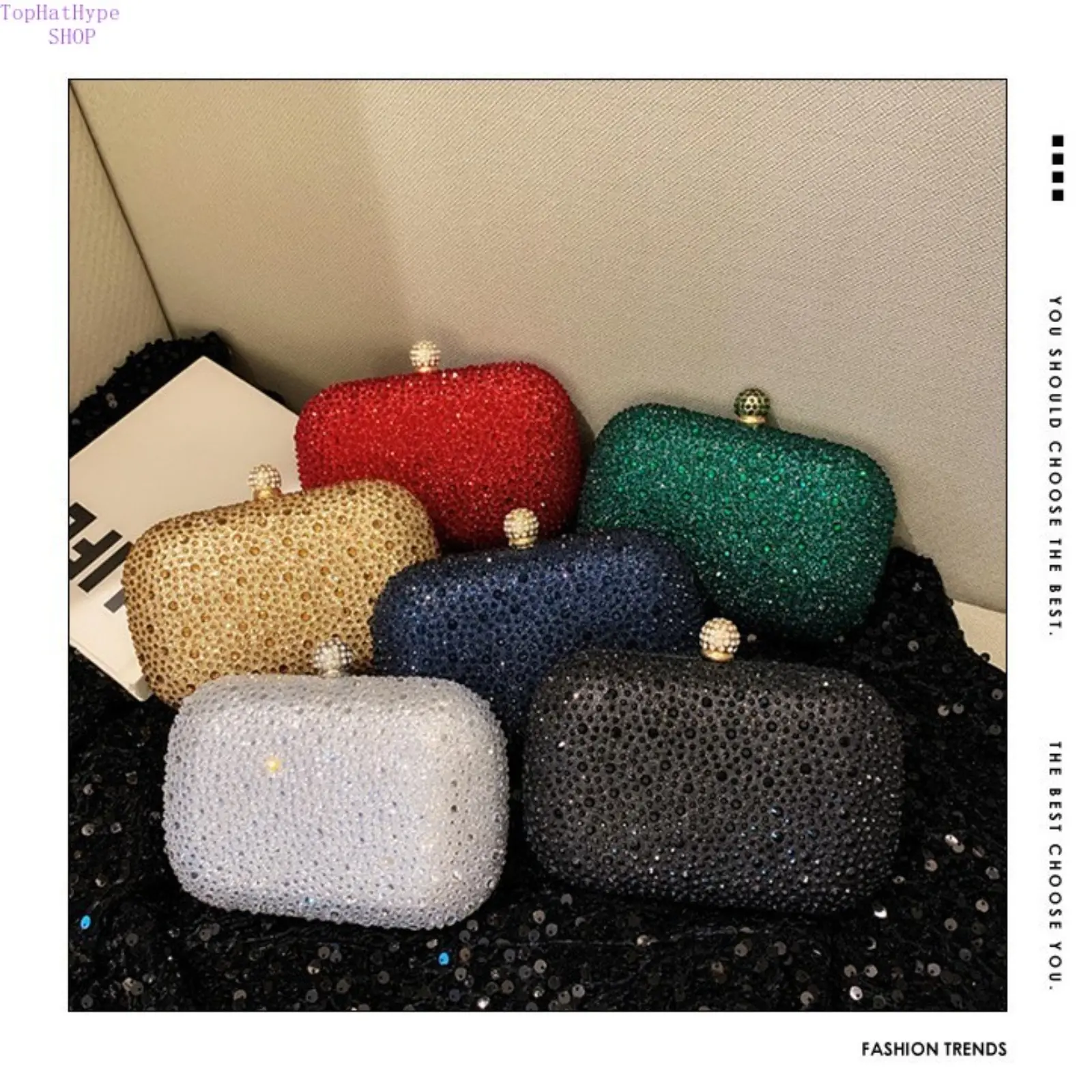 Elegant Rhinestone Box Clutch for Women, Chic Evening Purse for Wedding, Party & Formal Wear