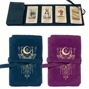 Velvet Tarot Card Storage Bag, Butterfly and Moon Design, Blue Dual Color, Drawstring Closure, Soft Fabric, Portable