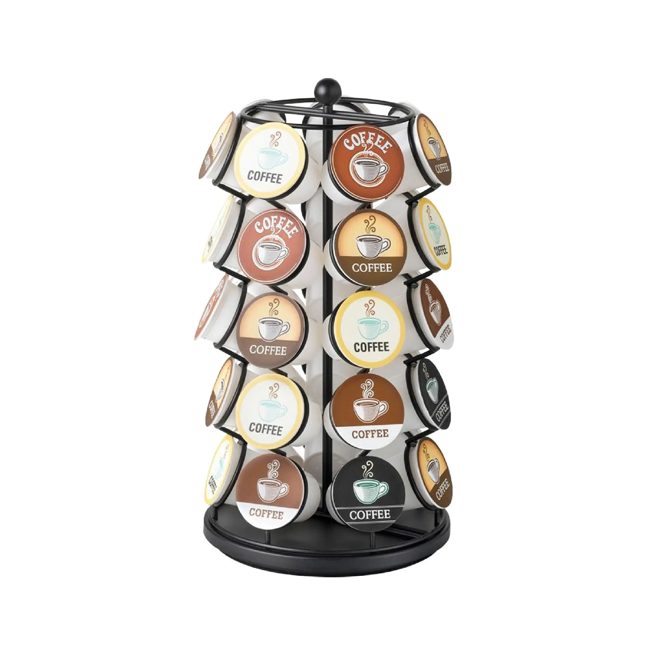 [New Deal] K-Cup Holder, 35-Capacity Spinning 360-Degree Lazy Susan Carousel, Modern Home Organizer Rack Compatible with K-Cups and Coffee Pods