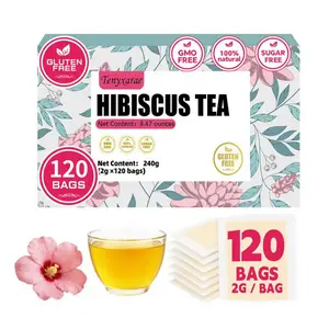 120-Count Organic Hibiscus Tea Bags (2g Each) | 100% Natural Hibiscus | Caffeine/Sugar/Gluten-Free Vegan Tea | Boosts Antioxidants & Offers Refreshing Herbal Taste | Individually Wrapped Eco-Friendly Bags