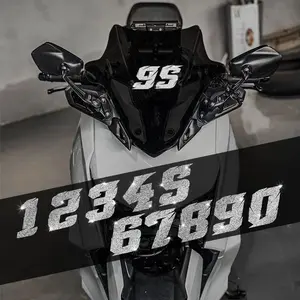 Imitation Diamond Shining Fashion Arabic Numerals Sticker, Shiny 0-9 Motorbike Sticker, Waterproof Decoration for Motorcycle Fuel Tank, Side Panels, Front Fairings, Car Windows