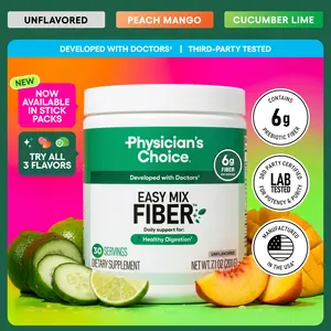 Physician’s Choice Easy Mix Fiber Powder - Sugar Free, No Grit & Tasteless - Prebiotic Fiber Supplement for Regularity, Digestion & Gut Health