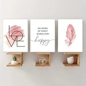 3pcs/set Frameless Posters that make you happy, couple posters, gifts for lovers, modern art, perfect living room decor, home decor posters, room wall art, office, bedroom wall decoration, HD canvas prints, waterproof, artwork, Home Decor Accessory