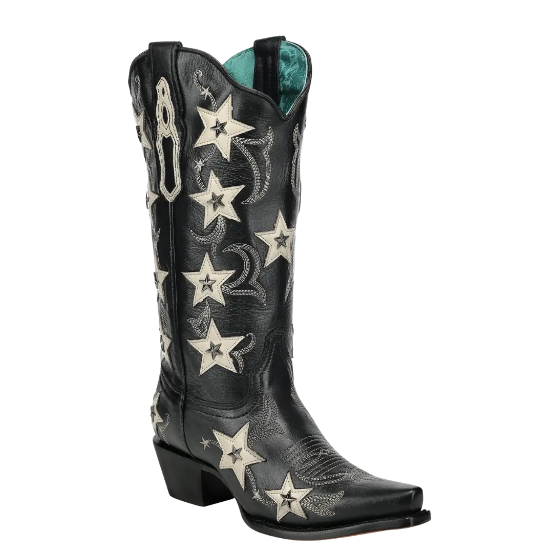 Corral Ladies Star Embroidered Graphic Black Western Boot Z5532