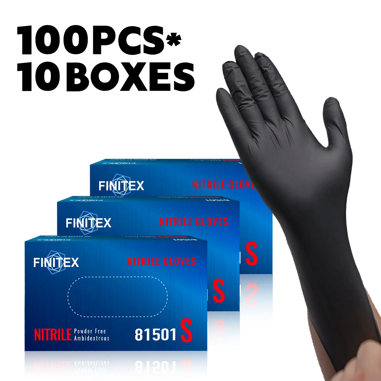 FINITEX 5Mil Nitrile Gloves, 1000Pcs Black Disposable Powder&Latex-Free for Kitchen Household Cook Washing Garden Heavy Duty Hair Dyeing Beauty Salon