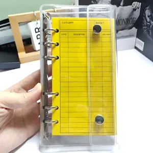 Compact A6 Ring Binder with Dual Clips and Budget Envelope, Monthly Bill Organizer, Color Coded System for Budgeting, Income Tracking, Savings Challenges, Office Stationery Supplies, Office Accessories