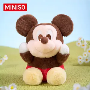 MINISO Disney Plush Party Series | 23cm Mickey & Minnie Mouse Soft Toy | Kawaii Blushing Pose Plush | Authentic Disney Gift & Room Decor