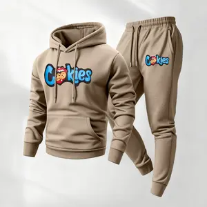 Mens Retro Print Hoodie & Sweatpants Set – Classic Western Style, Cozy Men’s Tracksuit for Beer Fans, Casual Everyday Wear, Fall Winter Essential, Indoor Outdoor Outfit, Tiktok Freeship Us