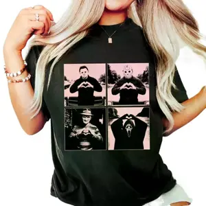 Michael Myers Jason Voorhees Freddy Krueger Ghost Shirt, Classic Horror Movie Icons T-Shirt, Scary Halloween Slasher Fan Gift