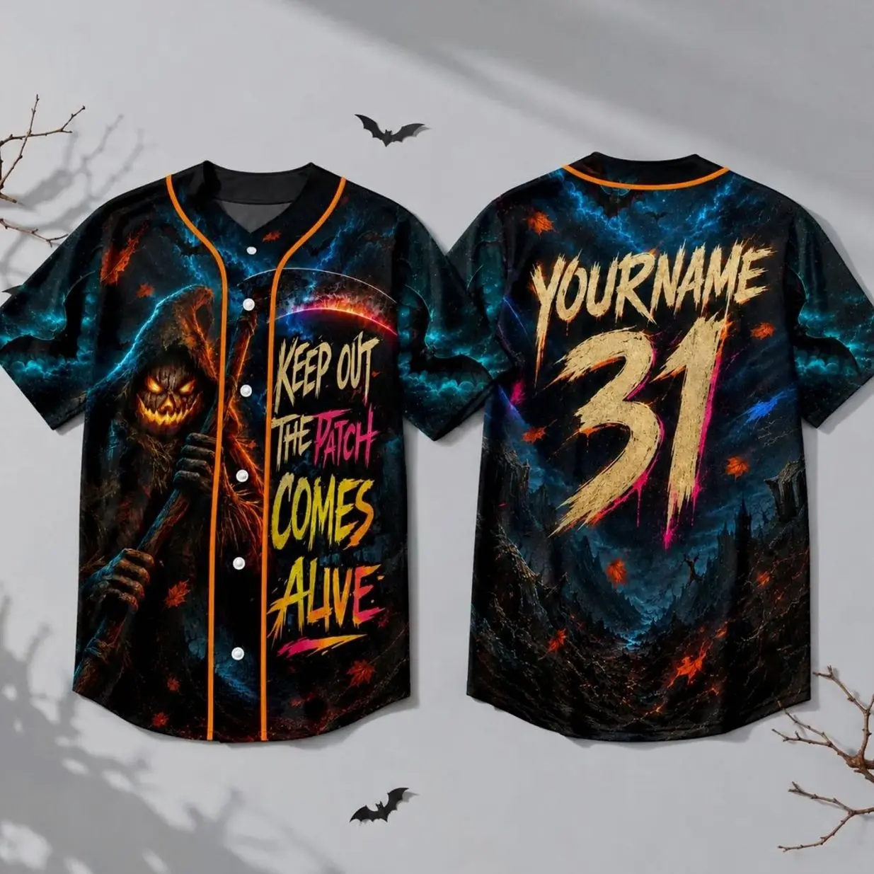 Personalized Halloween Baseball Jersey, Custom Horror Baseball Jersey, Scarecrow Halloween Shirt, Custom Name for Men Women