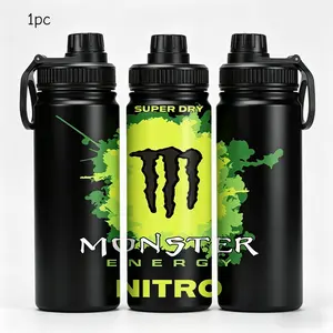 1pc 20oz Stainless Steel Insulated Water Bottle, Monster IP Splatter Design, High-Value Sports Water Bottle with Handle, Suitable for Outdoor and Indoor Fitness, Personalized Gift for Birthdays/Holidays, Insulated Drinkware, Drinkware Vacuum Flask