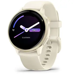 Garmin VIVOACTIVE 6 Health and Fitness GPS Smartwatch, Bone with Silicone Band