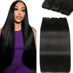 CHICHIFLOW 16A Raw Human Hair Bundles 100% Burmese Virgin Straight Bundles Human Hair, Sliky Boutique Extensions, Can Be Dyed and Restyled, Full Ends, Vertical Smooth (16-28 Inch)