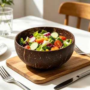 Eco-Friendly Coconut Shell Bowl, Handcrafted Light Food Yogurt Bowl, Breakfast Oatmeal Salad Bowl, Sweet Soup Bowl, Milkshake Cup