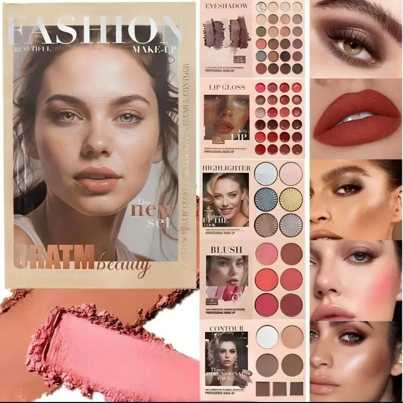 Magazine-Style Full Makeup Set, Cosmetics Kit, 24-Color Eyeshadow Palette, Multicolor Lip Gloss, Highlighter, Blush & Contouring Kit, Long-Lasting Finish, Face Makeup Sets, Makeup Kits