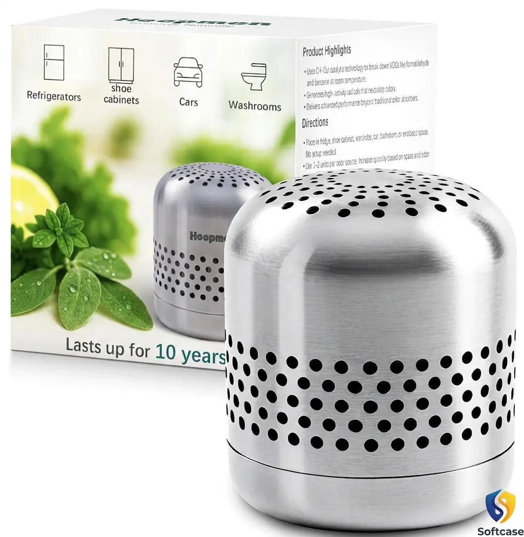 Nano Catalyst Deodorizing Cube Non-Powered Refrigerator Odor Eliminator - 10-Year Long-Lasting, Scent-Free, More Effective Than Baking Soda & Charcoal Bags, Compact, Reduces Pollutants for 35 cu ft Fridges, Closet, Office (1 Pack)