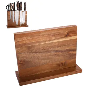 Magnetic Knife Block Holder Rack, Wooden Knife Storage Rack, Multifunctional Storage Knife Holder, Kitchen Accessories, Kitchenware