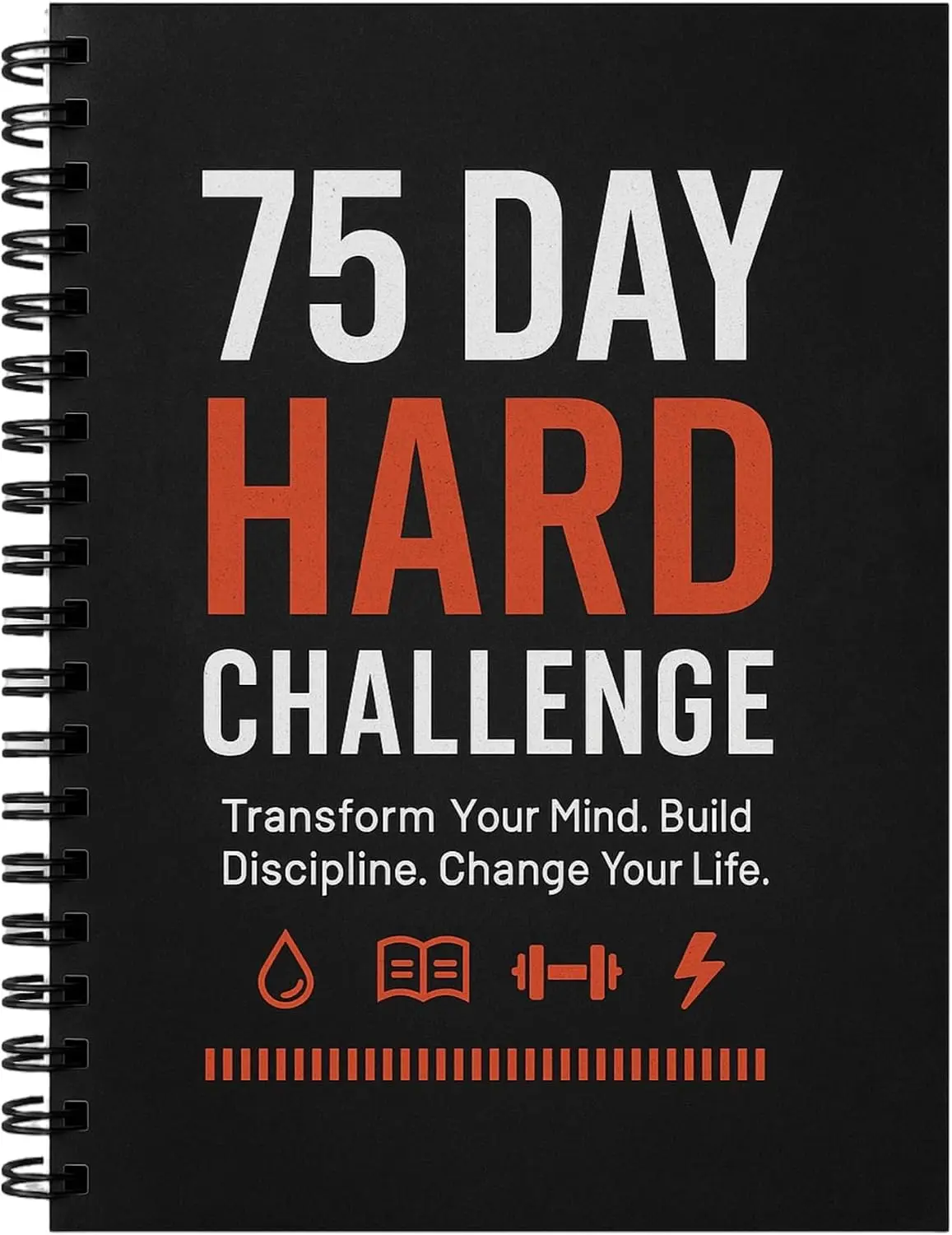75 Day Hard Challenge Journal for Men or Women with PVC Cover – 75 Hard Challenge Book with Daily, Weekly, Monthly Planner & Wellness Trackers – 75 Challenge Planner Tracker for Fitness, Habits & Self-Care