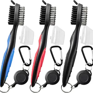 Golf Club Brush and Groove Cleaner Set, Extendable High-Altitude Cable, Aluminum Carabiner Cleaning Tool, Golf Accessories, Men's Gift
