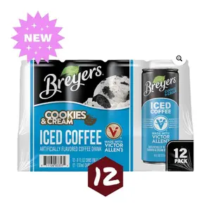 Victor Allen Breyer's Cookies & Cream Flavored Iced Latte - 12 Pack, Ready to Drink - Coffee Beverage, 8oz Cans