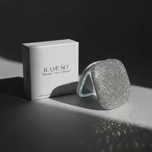 RAMUSO Rhinestone Compact Mirror,Handmade Rhinestone Craftsmanship Pavé Edition with Chic Detail – Slim & Portable for Everyday Touch-Ups, Built-In Soft Lighting & Magnifying On-the-Go Mirror, Mother’s Day Gift