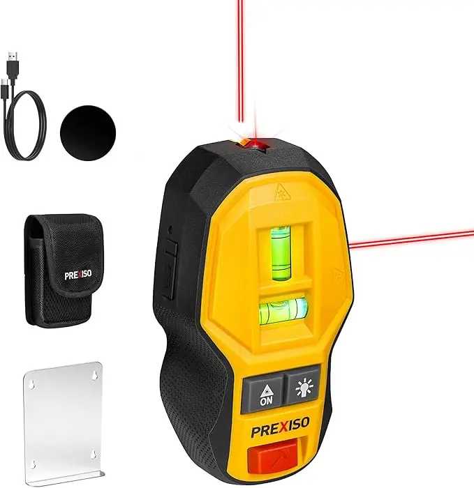 #Summersales PREXISO 2-in-1 Magnetic Stud Finder with Laser Level, Multi Surface Line Laser, Compact Wood & Metal Detector with Bubble Vials for Accurate Markings, Wall Scanners Tool Gift for Dad