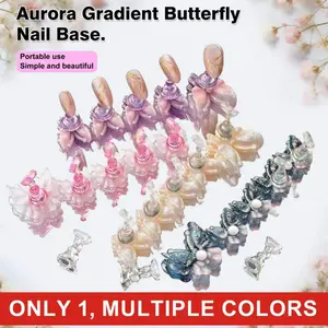 New nail art display stand with aurora gradient butterfly design, colorful nail tip display stand, practice nail stand, sparkling gradient butterfly nail stand, suitable for beginners and nail salons