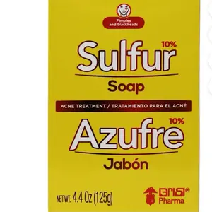 Sulfur Soap Jabon de Sufre Anti Acne Soap Bar 125g with Lanolin for Acne Pimples and Oily Skin Treatment Foam Cleanser Facial