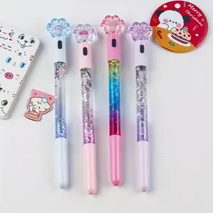 2Pcs Simple Girls Heart Shape Cat Claw Quicksand Gel Pen Cute Lovely Ins Student Creative Water Pen Gift Pen