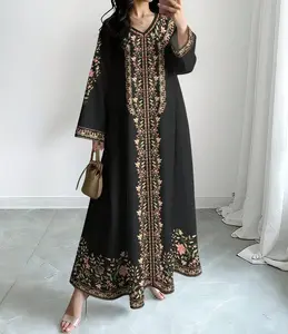 Women's Printed Stylish Casual Loose V‑Neck Long Dress Womenswear