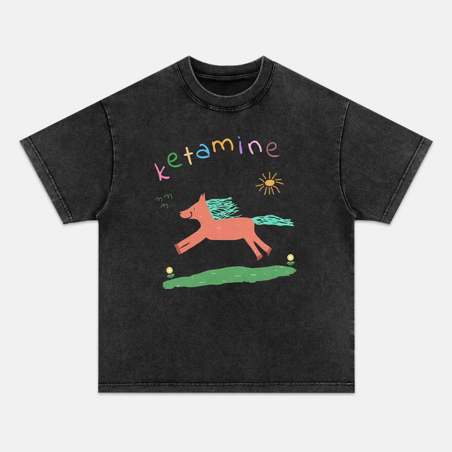 Orange Pony T-shirt, Unisex Vintage Crew Neck Regular Fit Cotton Fabric Casual Breathable Short Sleeve Funny T-shirts Fashion Men&Women's Top for Streetwear 101402