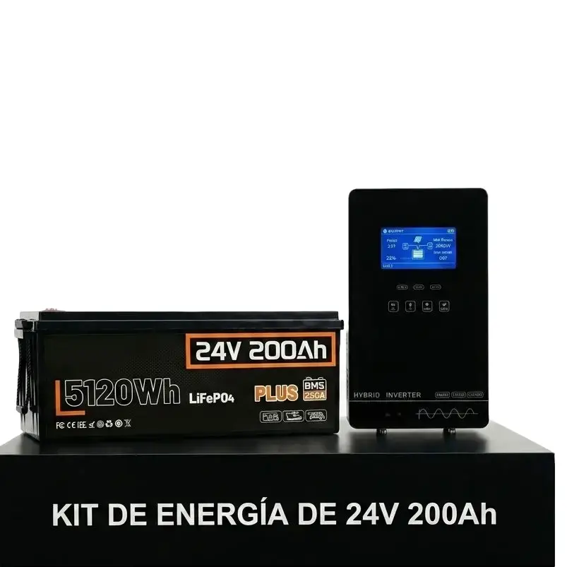 Sumry Solar Energy Kit Hybrid Inverter 4KW 24V 200Ah Battery 5120Wh & 10240Wh for Efficient Power Storage Solution with Reliable Energy Supply