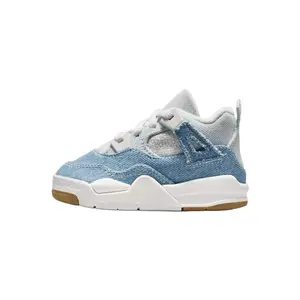 Nike Air Jordan 4 Retro TEX Worn Blue Denim Toddler Baby Perfect Fashion Footwear Sneakers Shoe Little Kids