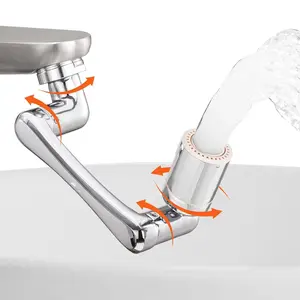1440°Swivel Faucet Extender, Sink Water Faucet Aerator Extension in Brass, Swivel Robotic Arm Bathroom Faucet Extender, Kitchen Rotating Extension Filter with 2 Mode Splash