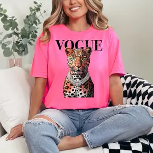 Vogue leopard T-shirt Comfort Colors Summer Everyday Style Shirtsleeve love casual comfortable super soft relaxed fit unisex Sizing womenswear Streetwear  vintage Crewneck Printed Loose Graphic