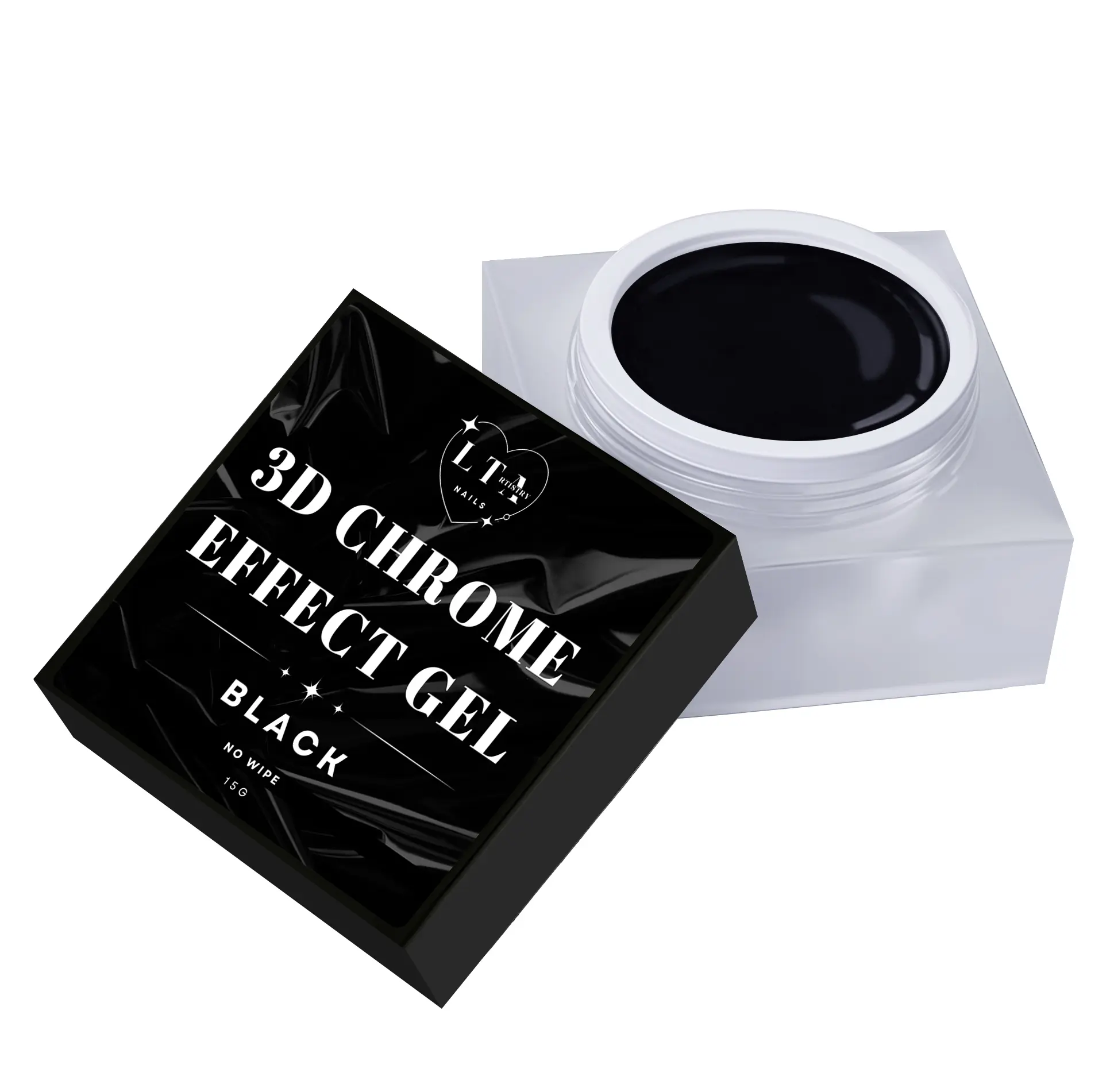 3D Chrome Effect Gel in Black: Nail Nail Art