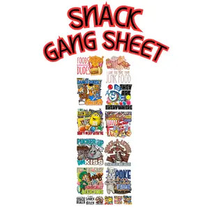 Pro Blanks DTF Gang Sheet, 22x60 Premade Snack DTF Sheets for All Fabrics, Custom Prints, Multi-Colors Vibrant Art Supplies for DIY Projects