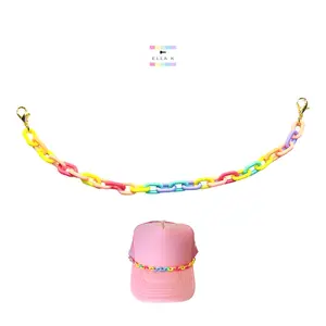 Pastel Matte Rainbow Chunky Hat Chain / Matte Link Trucker Hat Chain