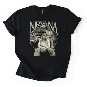 Distressed Nirvana Rock Inspired Shirt, Graphic Tee, Vintage 90s Rock Music Tshirt, Fan Gift funny tee streetwear graphic tee