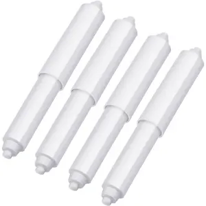 4 Pcs Universal Spring Loaded Retractable Plastic Toilet Paper Holder Replacement Rod, Toilet Tissue Roll Holder Insert for Bathroom Home Fixture Accessories (White)