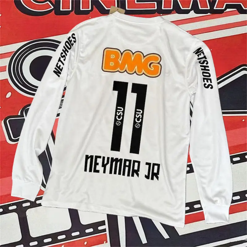 1213 Home White Retro No.11 Neymar Short Sleeved Soccer Jersey