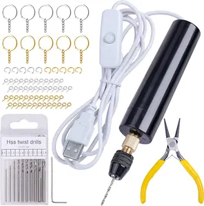 Electric Resin Drill, 74 Count Hand Drill Supplies with 3-Jaw Clamp-Applicable to A Larger Drilling Range (0-3mm), Grip Nose Pliers, Keychain Making Kit, Tools for Resin Art - LET'S RESIN