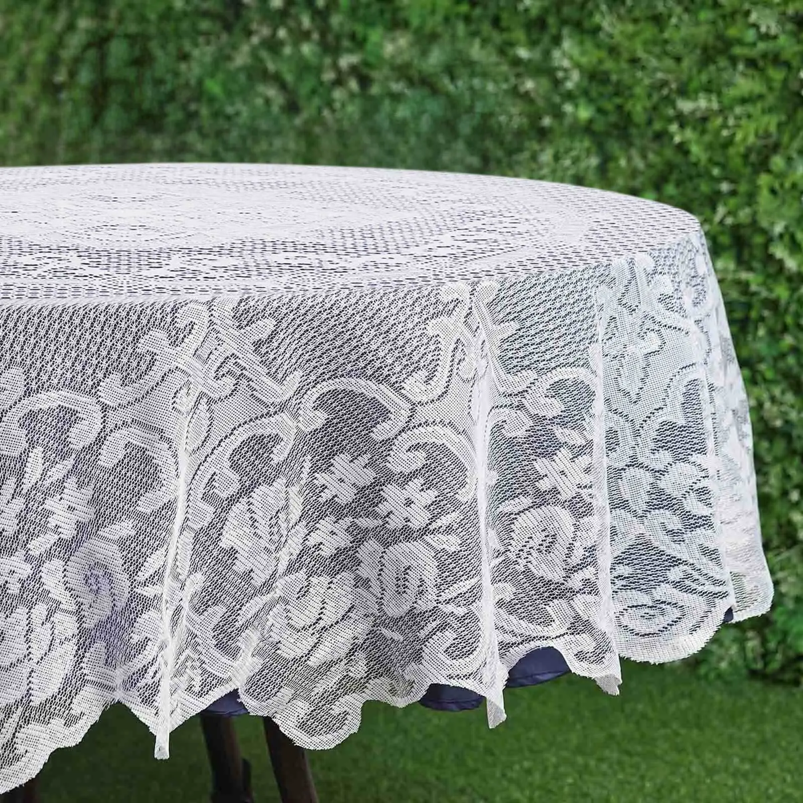 70" White Premium Lace Round Tablecloth, Decorative Linen Table Cover - Clean, Easy to Maintain for Dining, Party Gatherings, One-Piece