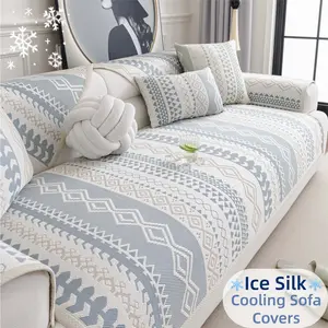 Bohemian-style Sofa Cover for Summer, Sofa Couch Covers, Pet-Friendly Dustproof Sofa Protector, Non Slip Patterned Couch Protector, breathable Furniture Seat Cover Pad, Washable Living Room Sofa Cover, Sofa Slipcover for 1-4 Seater Sofa