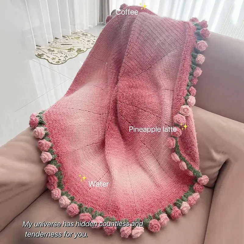 Hand Woven Knitted Tapestry Girls Women Crochet Rose Blanket Flower Bouquet Blanket New Year Birthday Valentine's Day Gifts Hand Woven Knitted Tapestry Girls Women Crochet Rose Blanket Flower Bouquet Blanket New Year Birthday Valentine's Day Gifts